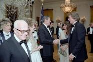 C7085-2A - 3/25/1982 President Reagan Nancy Reagan during the State Dinner for President Pertin…