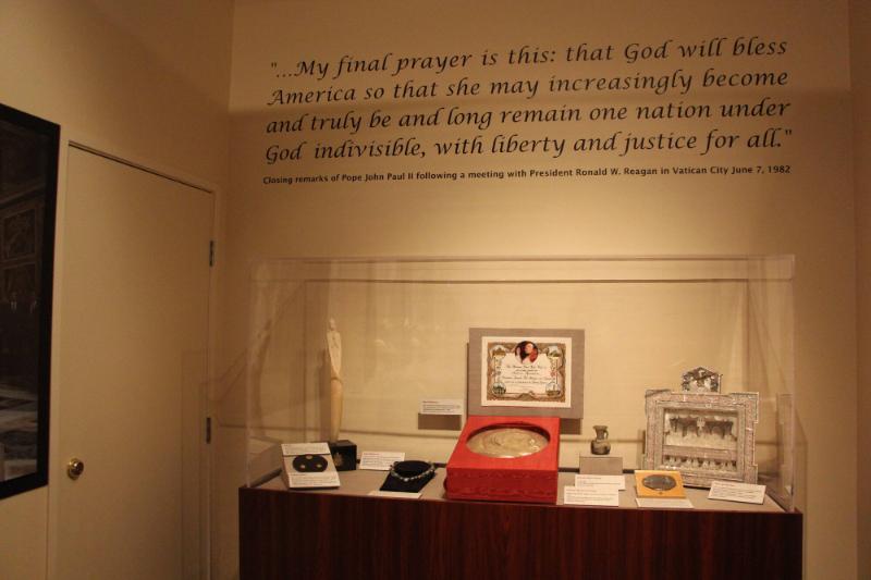 Artifacts on display at the Reagan Library alongside the Vatican Splendors exhibit, 2016. Ronal…