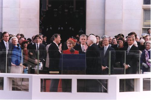 C7-11, President Reagan being sworn in on Inaugural Day, U.S. Capitol. 01/20/1981. Reagan White…