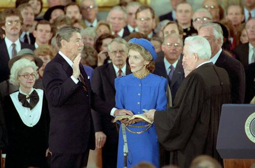 C26887-26, President Reagan being sworn in for second term in the rotunda of the U.S. Capitol. …