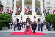 C41813-24, Prime Minister Margaret Thatcher of the United Kingdom makes departure remarks at th…