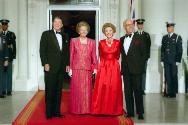 C50515-16A, President Reagan and Nancy Reagan greet Prime Minister Margaret Thatcher and Denis …