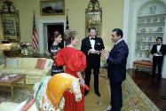 C6173-10, President Reagan with Egyptian President Mohammed Hosni Mubarak, Mrs. Mubarak and Nan…