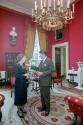 C17383-11A, President Reagan talking with Prime Minister Margaret Thatcher in the White House r…