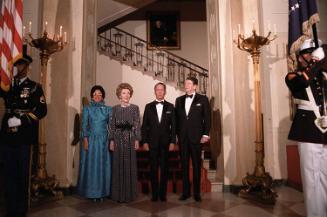 C21036-5, President Reagan, Nancy Reagan with President Jorge Blanco and Mrs. Blanco of the Dom…