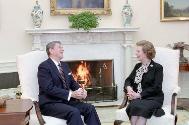 C27360-10, President Reagan in an oval office meeting with Prime Minister Thatcher of the Unite…