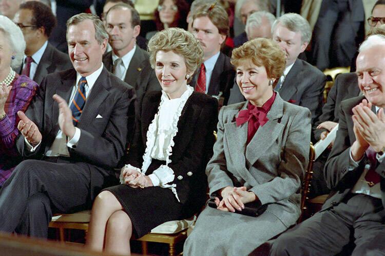 C44086-7, George Bush, Nancy Reagan, Raisa Gorbachev and Eduard Shevardnadze at the signing of …