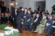 C44152-34, Pianist Van Cliburn greeting General Secretary Mikhail Gorbachev and Raisa Gorbachev…