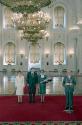 C47250-29, President Reagan and Nancy Reagan receiving an official greeting from Mikhail Gorbac…