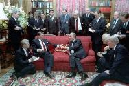 C32157-19A, President Reagan meeting with Soviet General Secretary Gorbachev along with Robert …