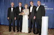 C28345-27, Nancy Reagan accepting an award with Donald Trump and George Allen and two unidentif…