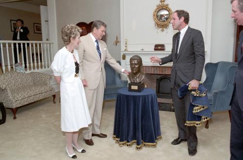 C29425-30 President and Nancy Reagan with Michael Eisner during a trip to Orlando, Florida and …