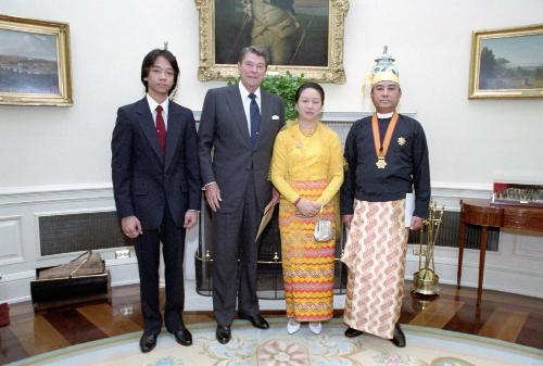 c36927-9 President Reagan receiving Diplomatic Credentials from Ambassador of Burma to the Unit…