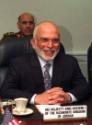 King Hussein I, of the Hashemite Kingdom of Jordan, at a meeting with US Secretary of Defense W…