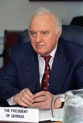 President Eduard Shevardnadze of Georgia photographed during his meeting with Secretary of Defe…