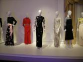 L to R: Pink and black Valentino evening gown, red chiffon Valentino evening gown worn to a din…