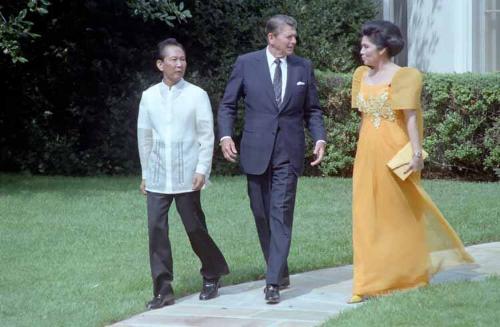 C10079-9A  President Reagan with President of the Philippines Ferdinand Marcos and Imelda Marco…