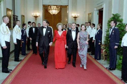 C21889-11  President Reagan and Nancy Reagan with President Miguel De La Madrid Hurtado of Mexi…