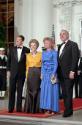 C37591-8A  President Reagan, Helmut Kohl, Nancy Reagan, and Hannelore Kohl on the North Portico…