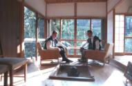 C18294-13  President Reagan and Prime Minister Yasuhiro Nakasone having lunch at Nakasone's cou…