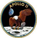 The official emblem of Apollo 11, the United States' first scheduled lunar landing mission. The…